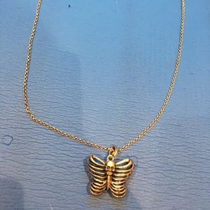 Long Chain Skull Butterfly Necklace